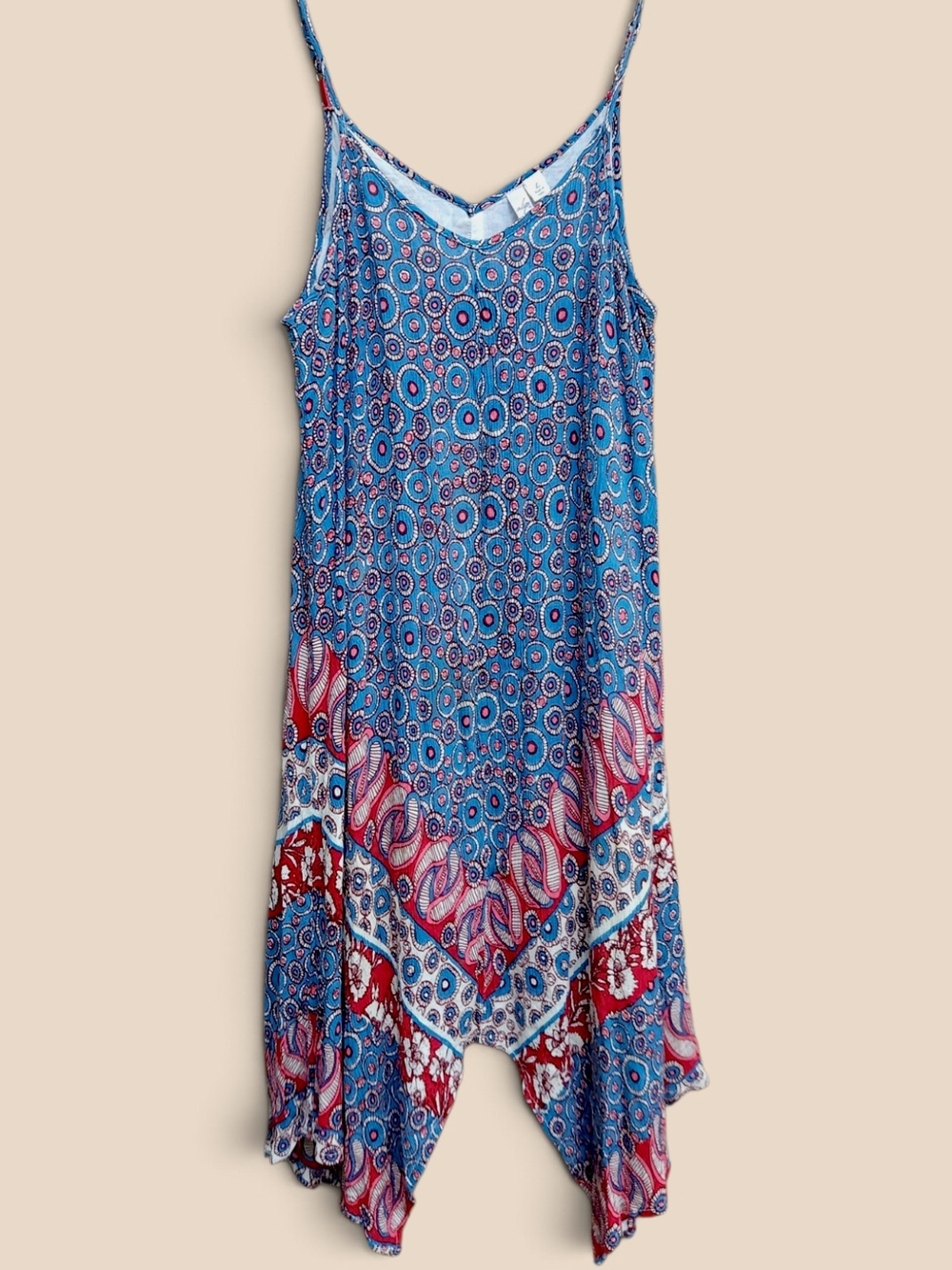 Alya Blue Handkerchief Cami Dress With Flower Details Eccentric Boho